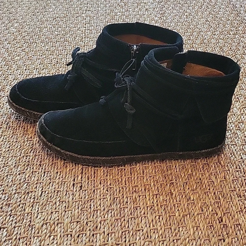 UGG black suede moccasin type boots in size 7 style 1019129